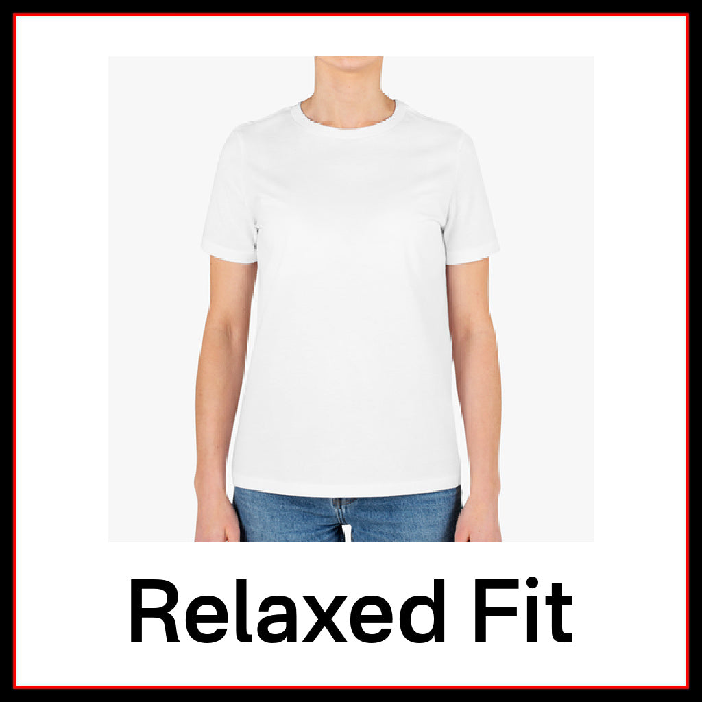 Woman modeling a white relaxed-fit t-shirt