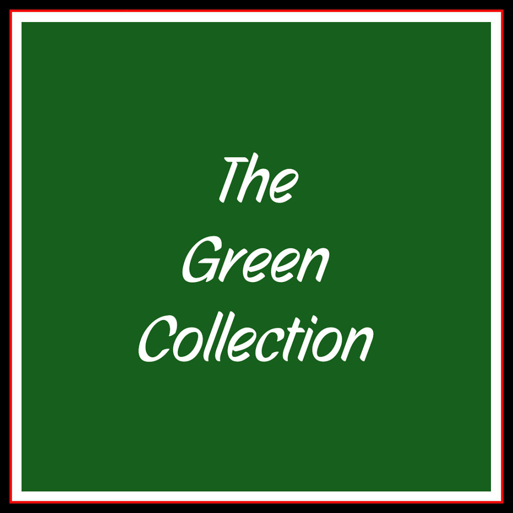 The collection image featuring a dark green background with white text which reads "The Green Collection"