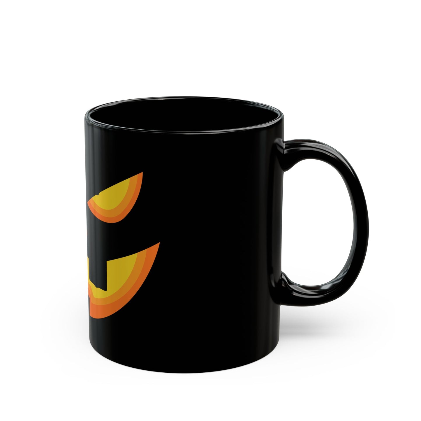 Sip in style this spooky season with the Printify Halloween Pumpkin Face Mug: a ceramic black mug featuring a bold jack-o'-lantern face design—perfect for Halloween!.