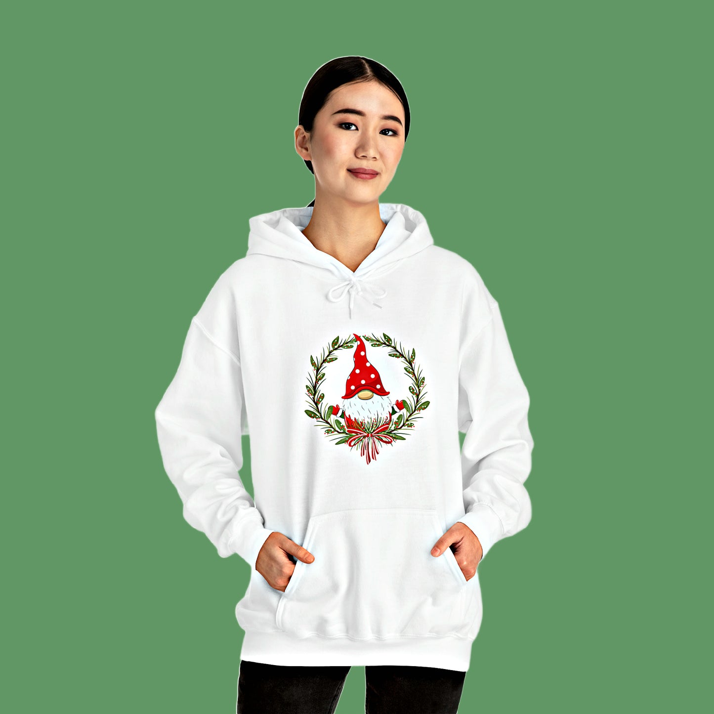 Mock up of the white shirt on a petite female