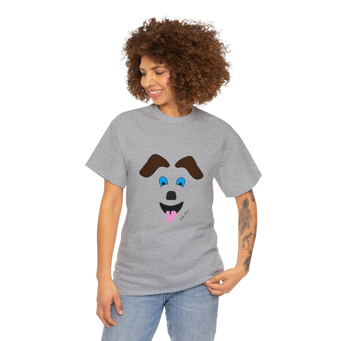 Mock up of a slim woman wearing the Sport Grey shirt