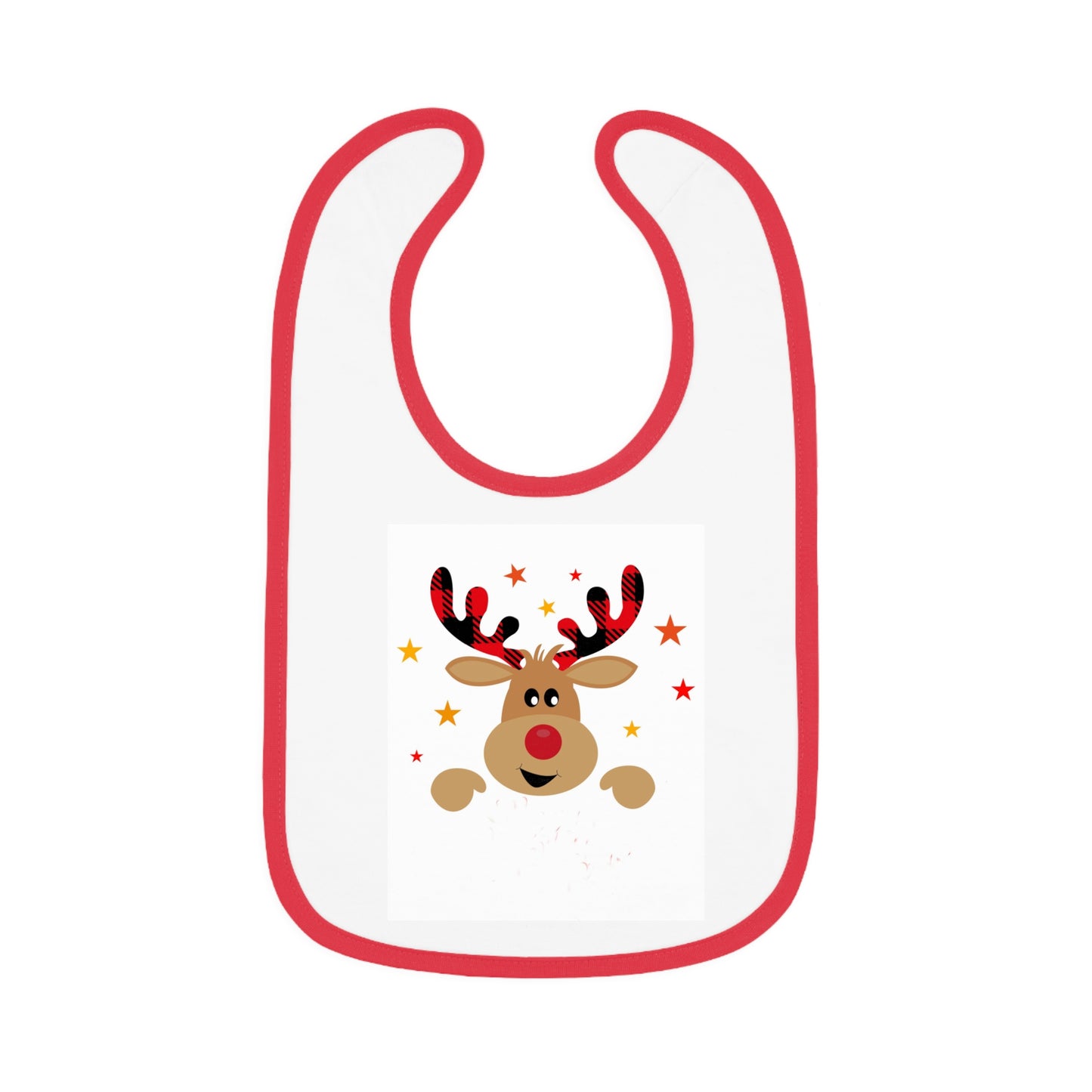 Baby's Holiday Bib: Red trim; 8" x 8"; Cotton; Rabbit Skins