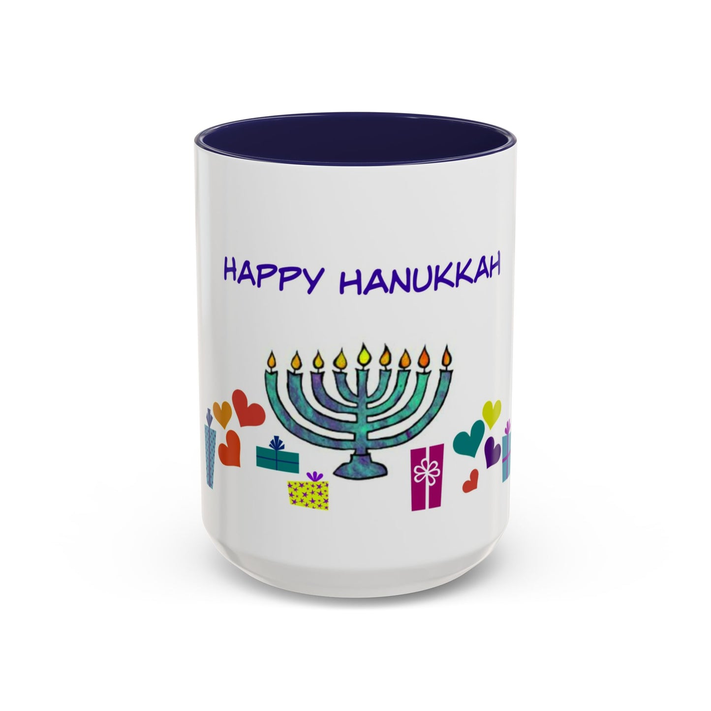 Happy Hanukkah Coffee Mug | Menorah Design | 11 & 15 oz