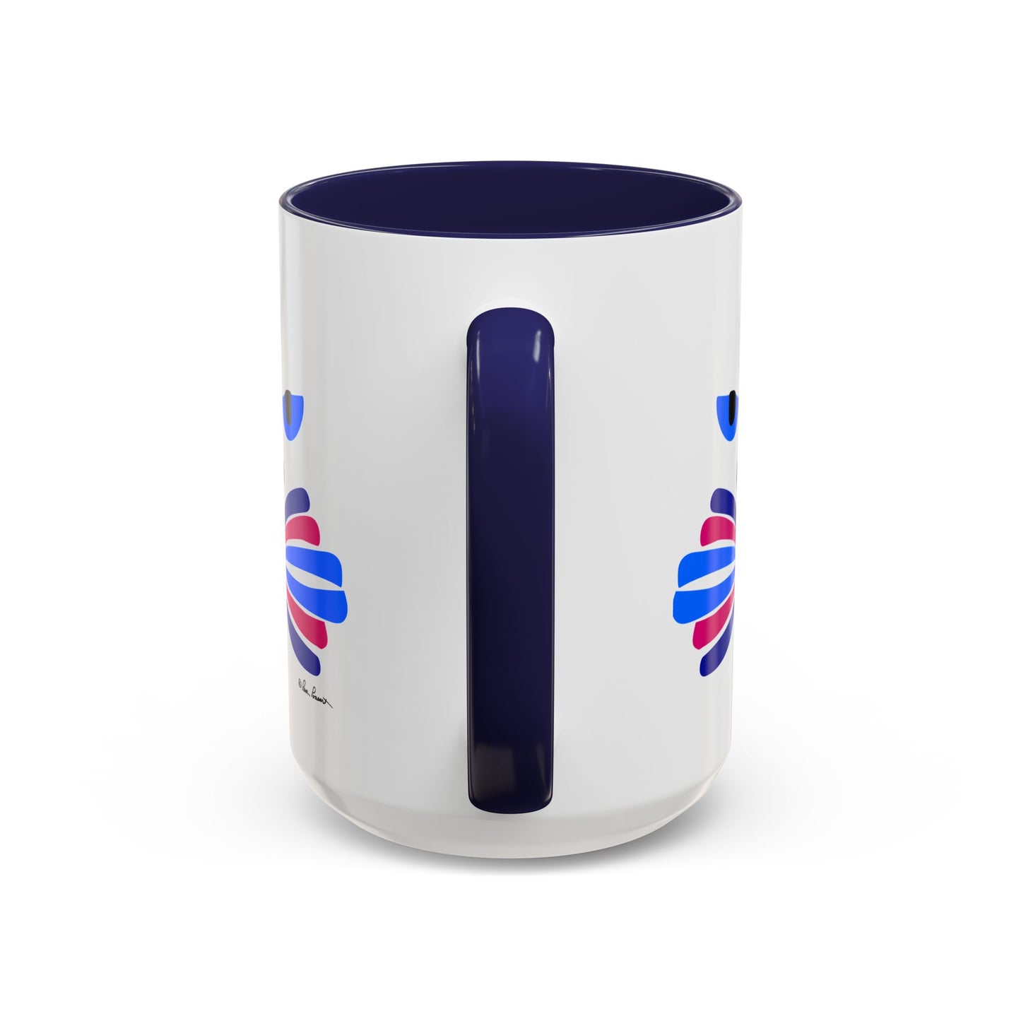 The Cat-Face Coffee Mug from Printify makes an ideal gift for cat enthusiasts, showcasing a white ceramic exterior with vibrant abstract patterns in blue, red, and white. Its blue interior and handle enhance the lively designs, capturing the essence of true Catitude.