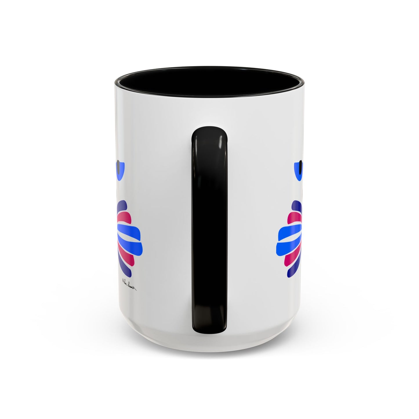 The Cat-Face Coffee Mug from Printify is an ideal gift for cat lovers. It boasts a ceramic build with a sleek white exterior and contrasting black interior and handle, enhanced by a vibrant blue and pink abstract design on the side. Enjoy your Catitude with each sip!