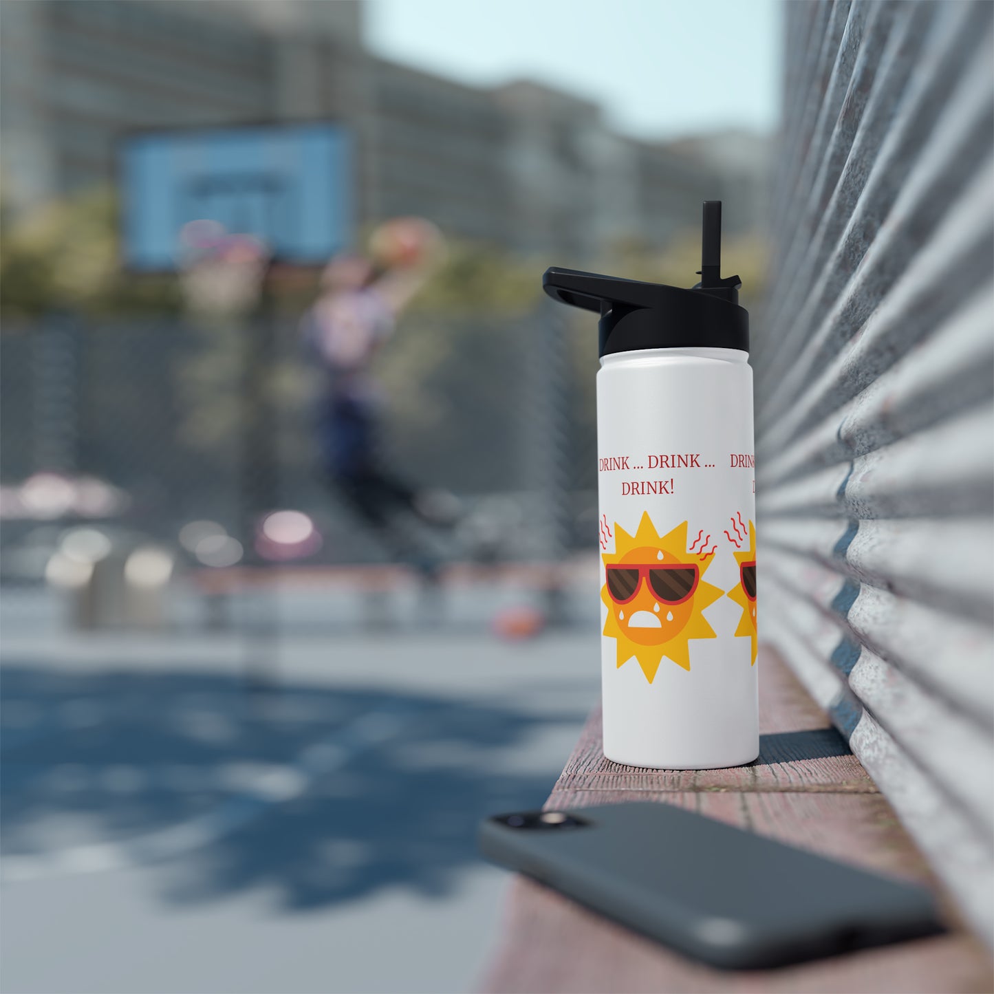 Medium water bottle on shelf