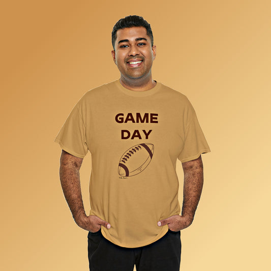 Mock up of a man wearing the Old Gold t-shirt