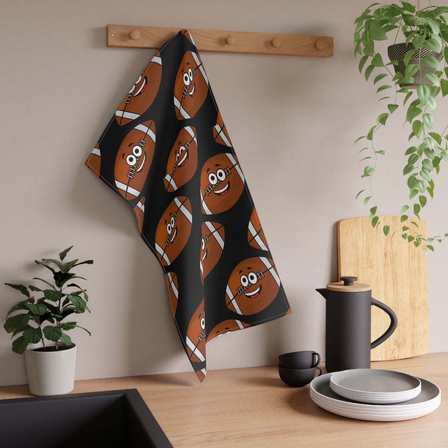 Mock up of the towel handing from a wooden dowel