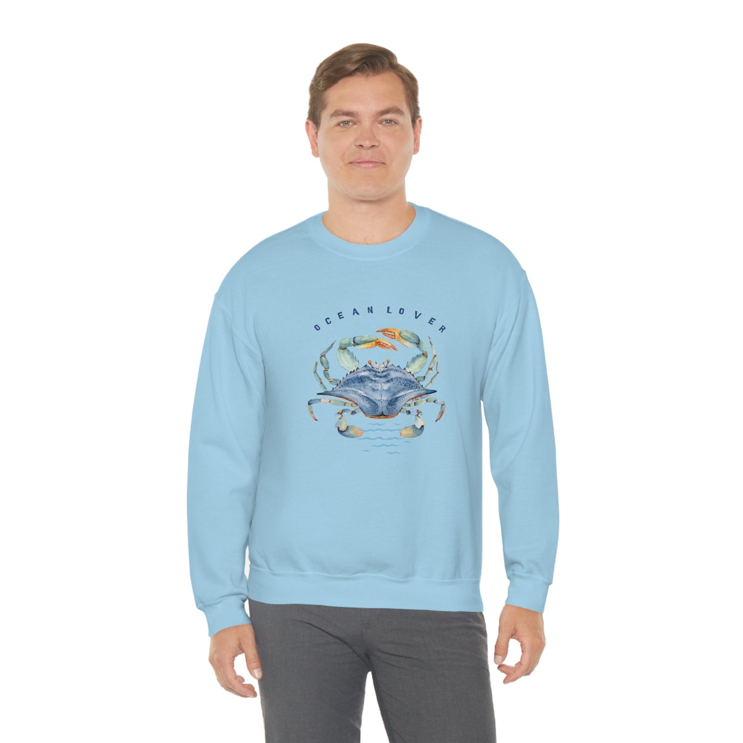 Mock up of a man wearing the Light Blue shirt