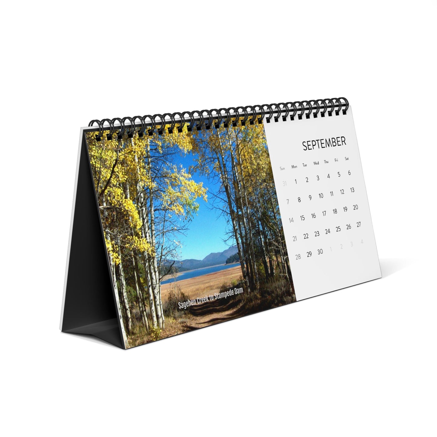 The 2025 Inspirational Desktop Calendar by Printify features a breathtaking Sierra Nevada landscape photo for September, captured by Pam Ponsart, bringing natural beauty and tranquility to your workspace.