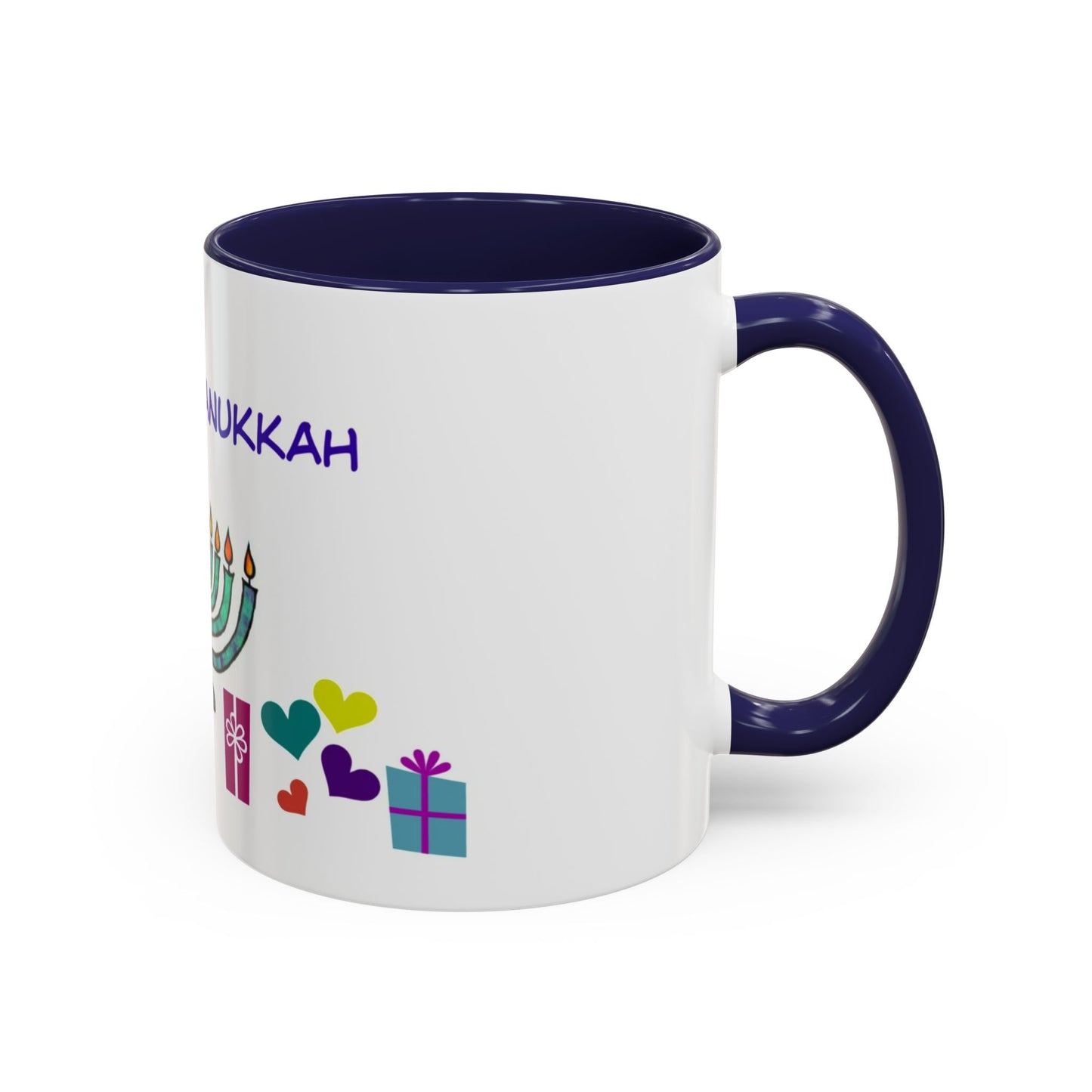 Happy Hanukkah Coffee Mug | Menorah Design | 11 & 15 oz