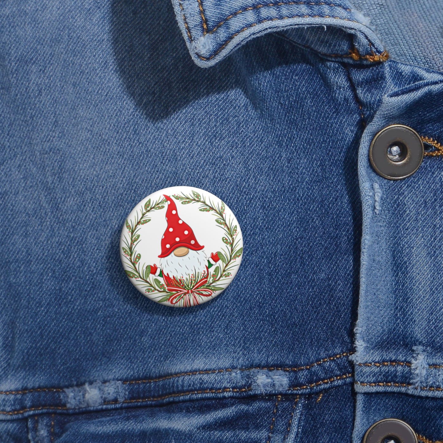 1.25" button on denim shirt