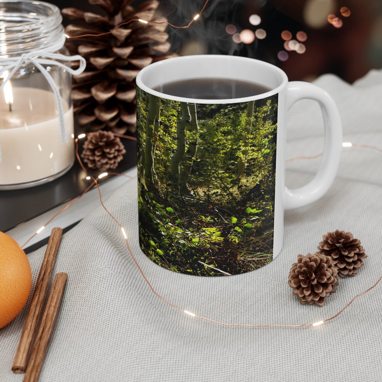 Mug with hot beverage