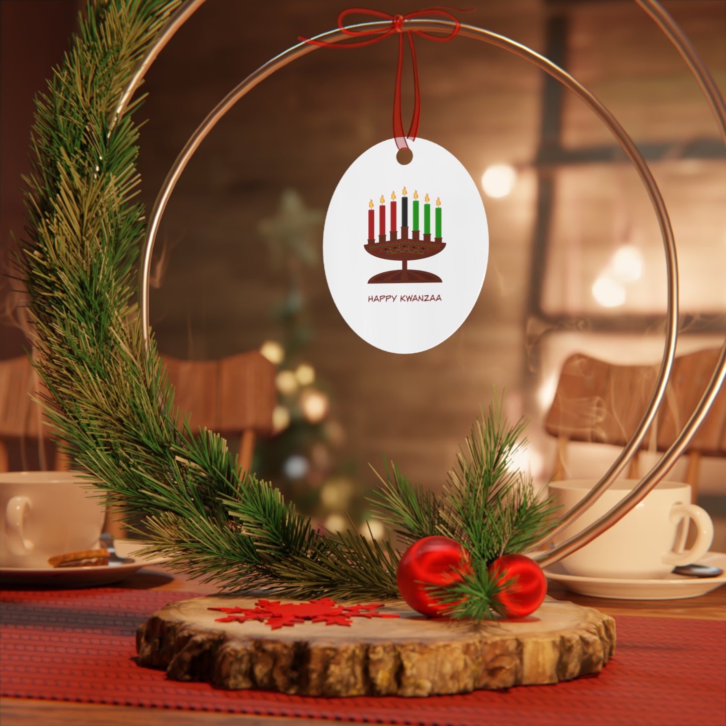 Kwanzaa Metal Ornament: 4 shapes; Holiday Decoration