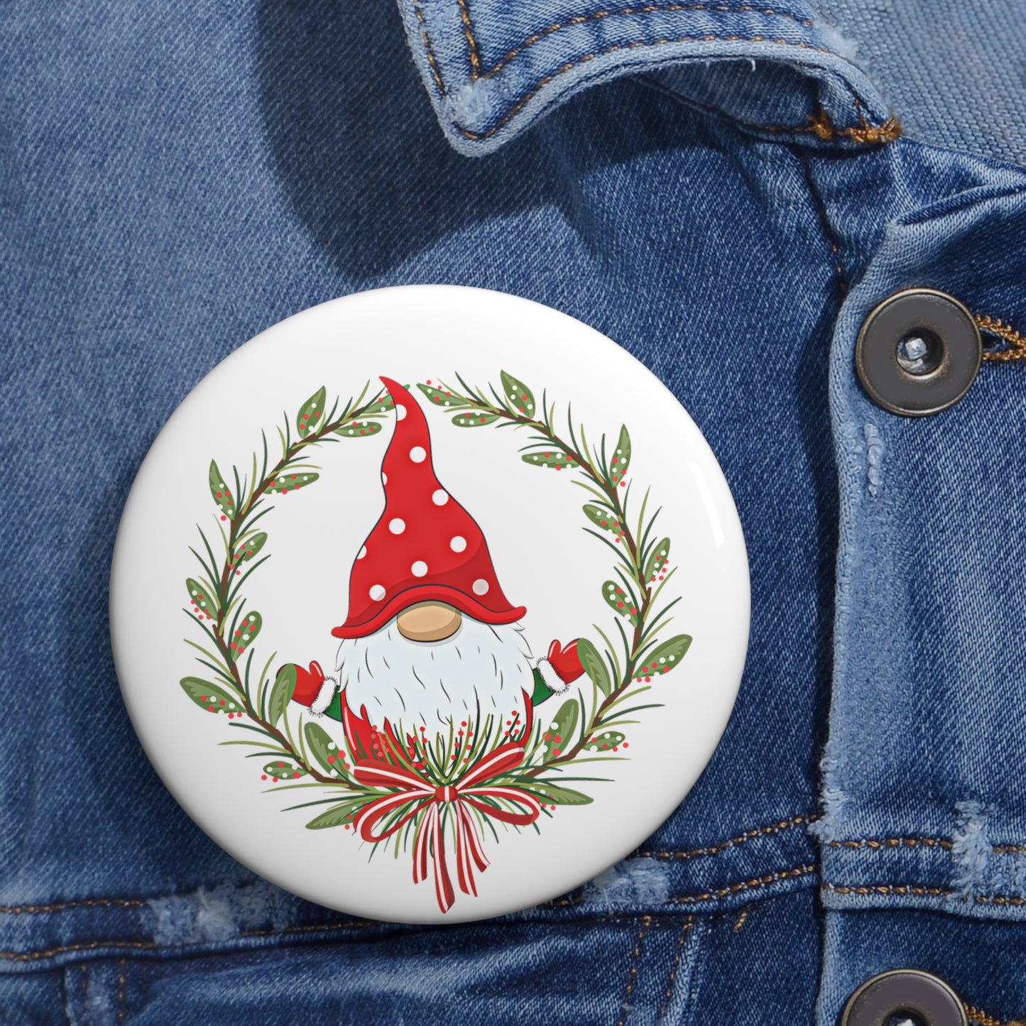 3" button on a denim shirt