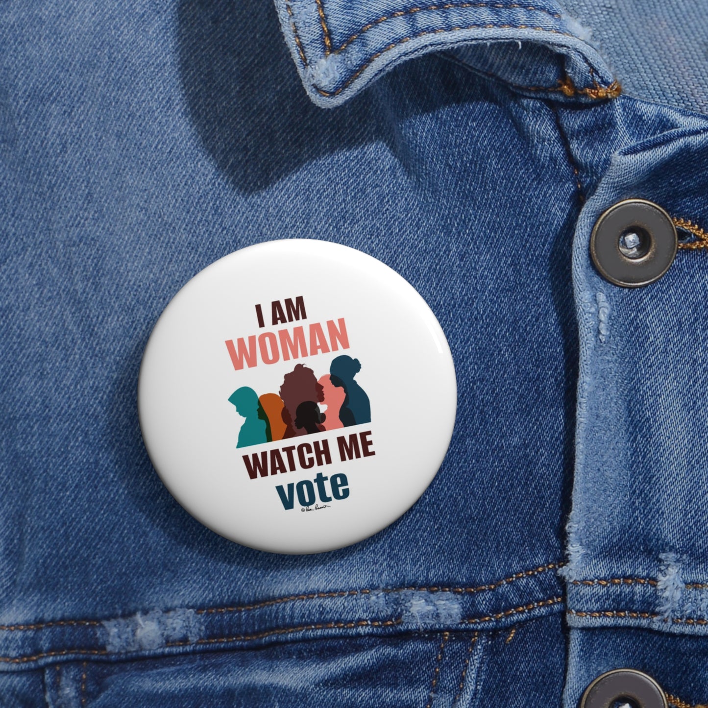 2.25" button on a denim shirt