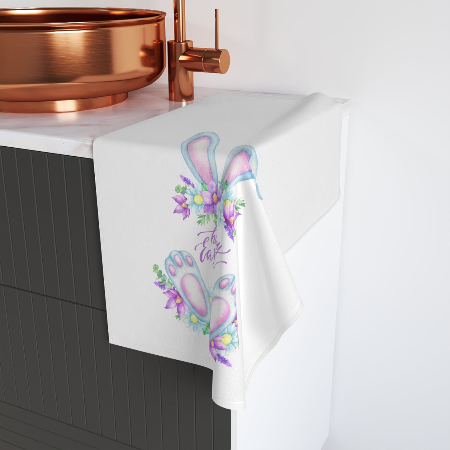 A seasonal Printify bathroom hand towel adding a festive touch to your decor.