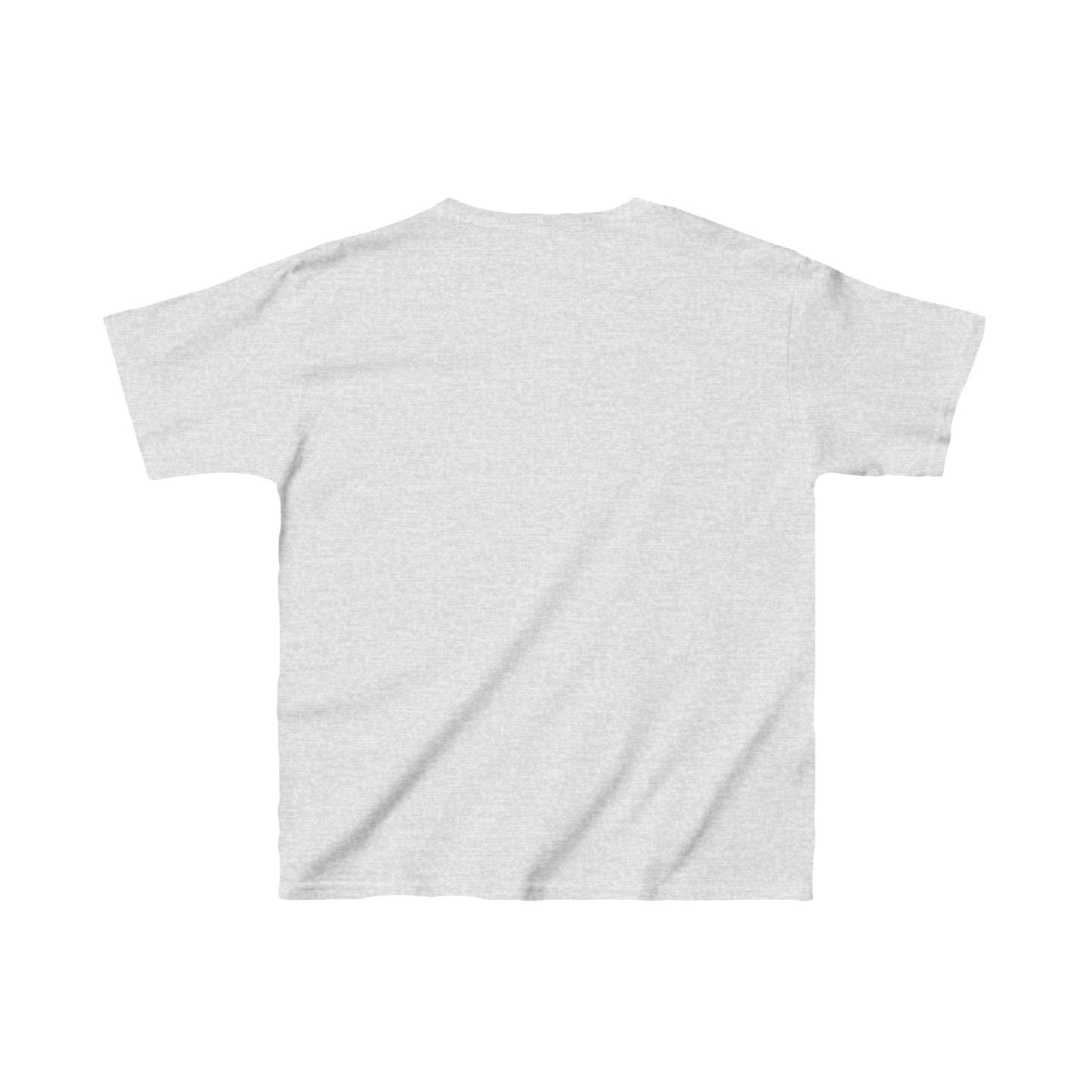 Back view of a Festive Kids Holiday T-shirt by Printify featuring the "Santa Claws" design, depicted on a white background, crafted from ethically sourced cotton.