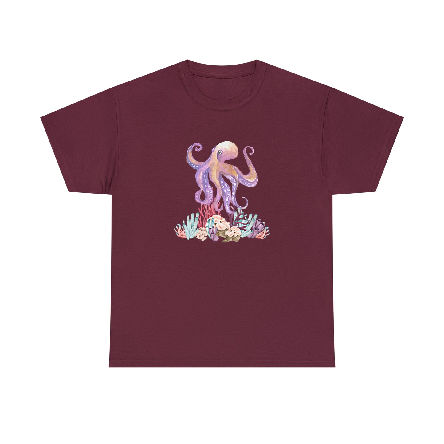 Flat front view of the Maroon shirt
