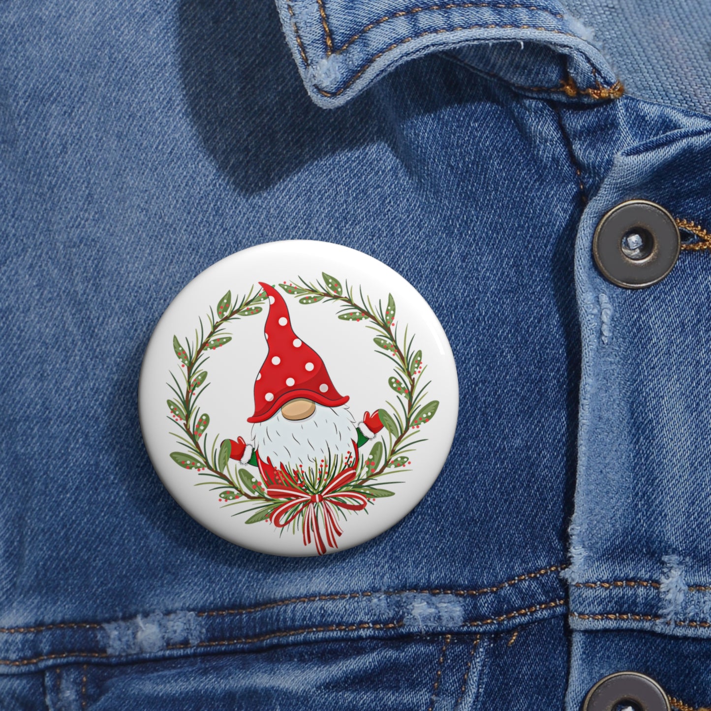 2.25" button on denim shirt