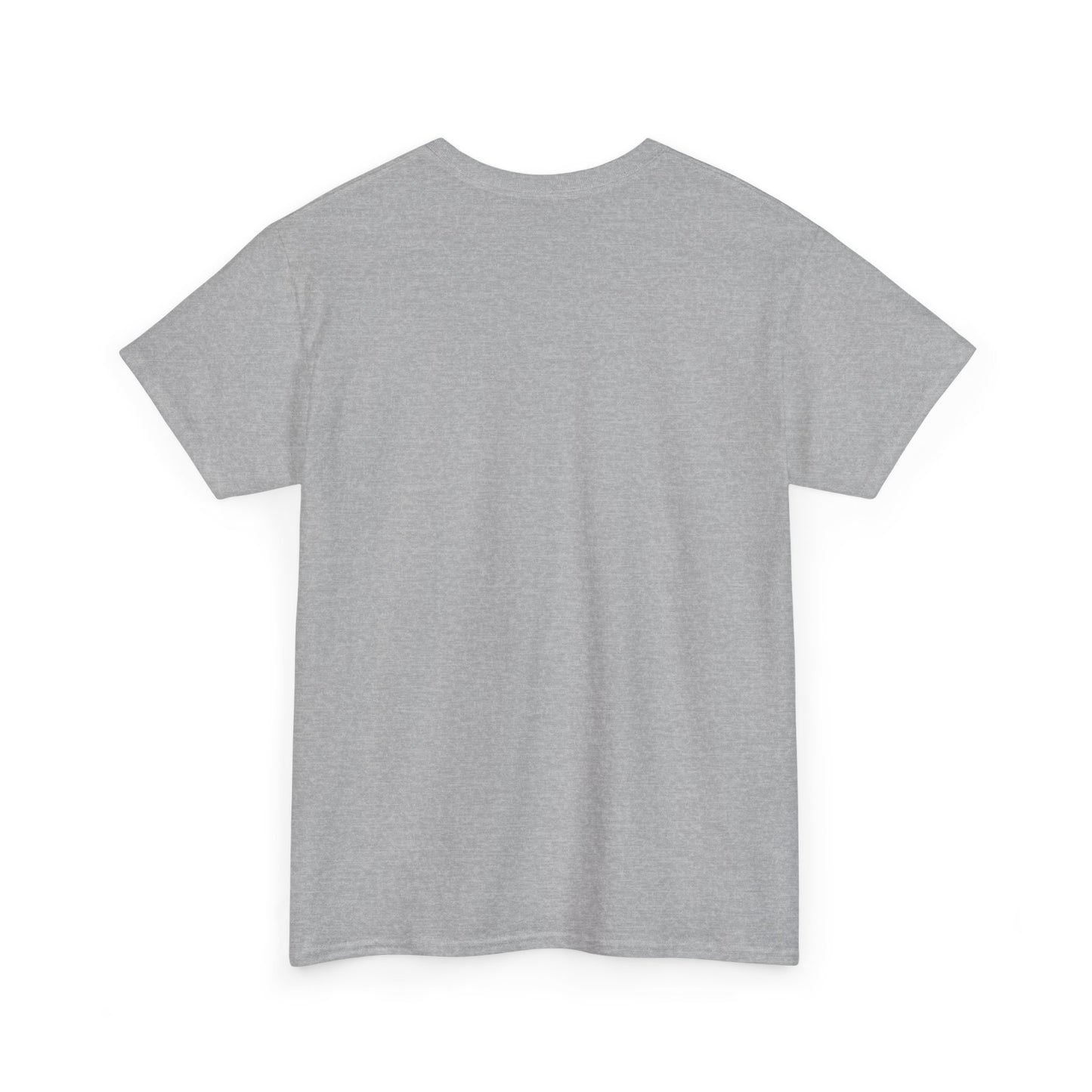 The Good Trouble Unisex T-shirt by Printify, shown from the back in heather gray against a white background; made of cotton, Gildan brand, and available in 3 colors.