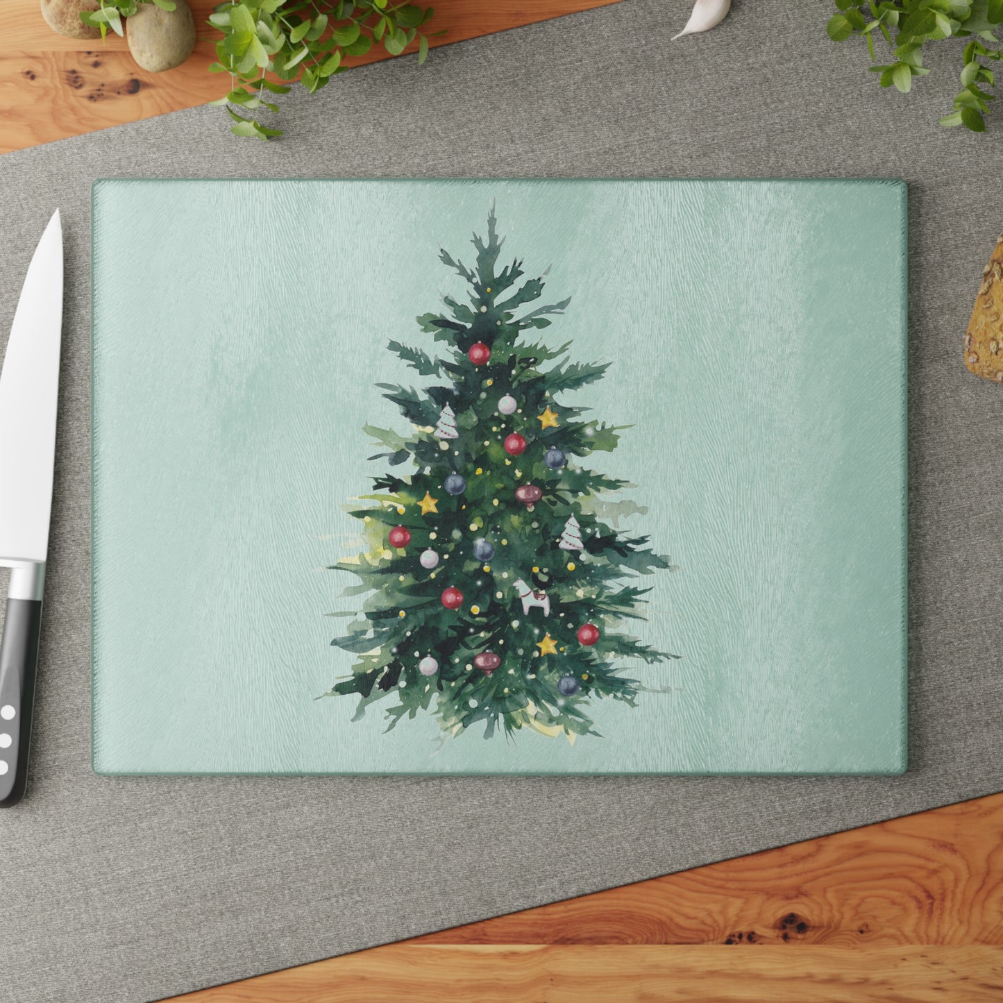 Mock up of large tray with knife