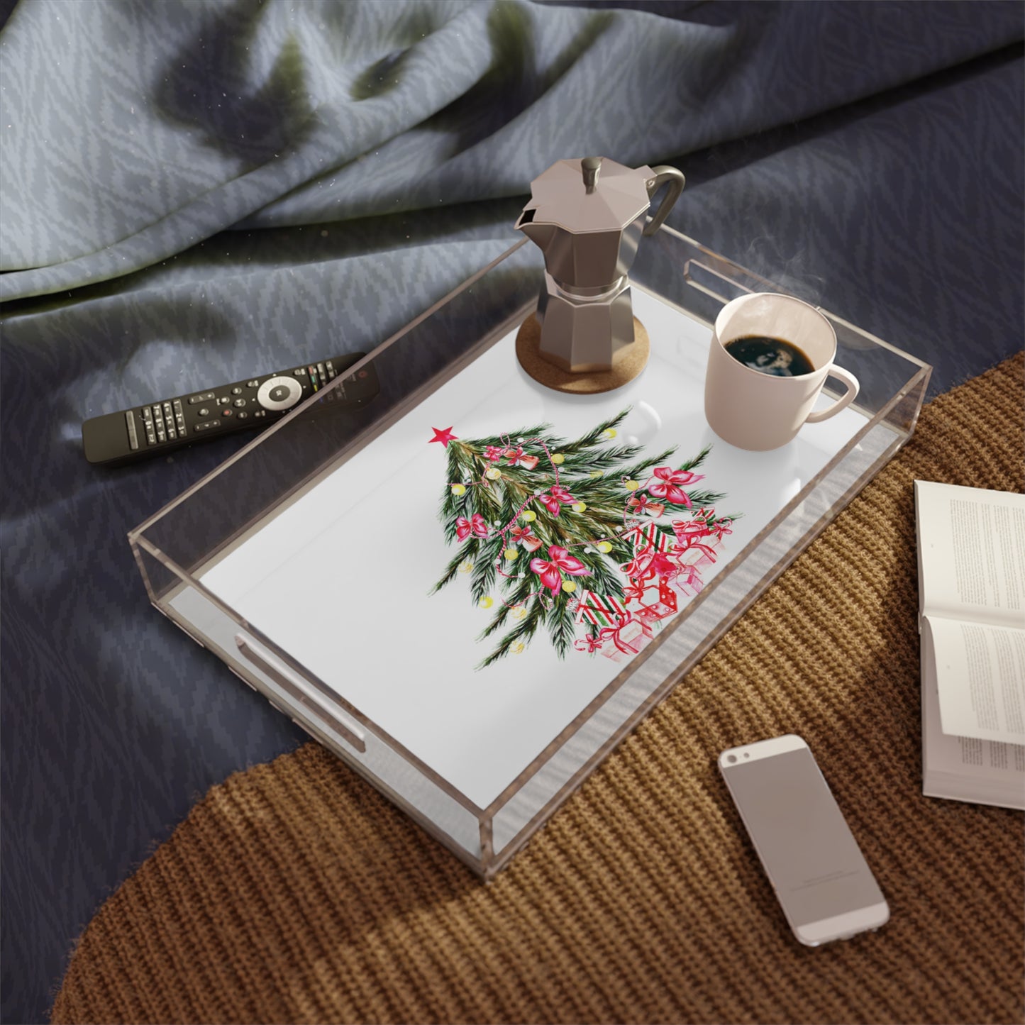 Mock up of tray with coffee