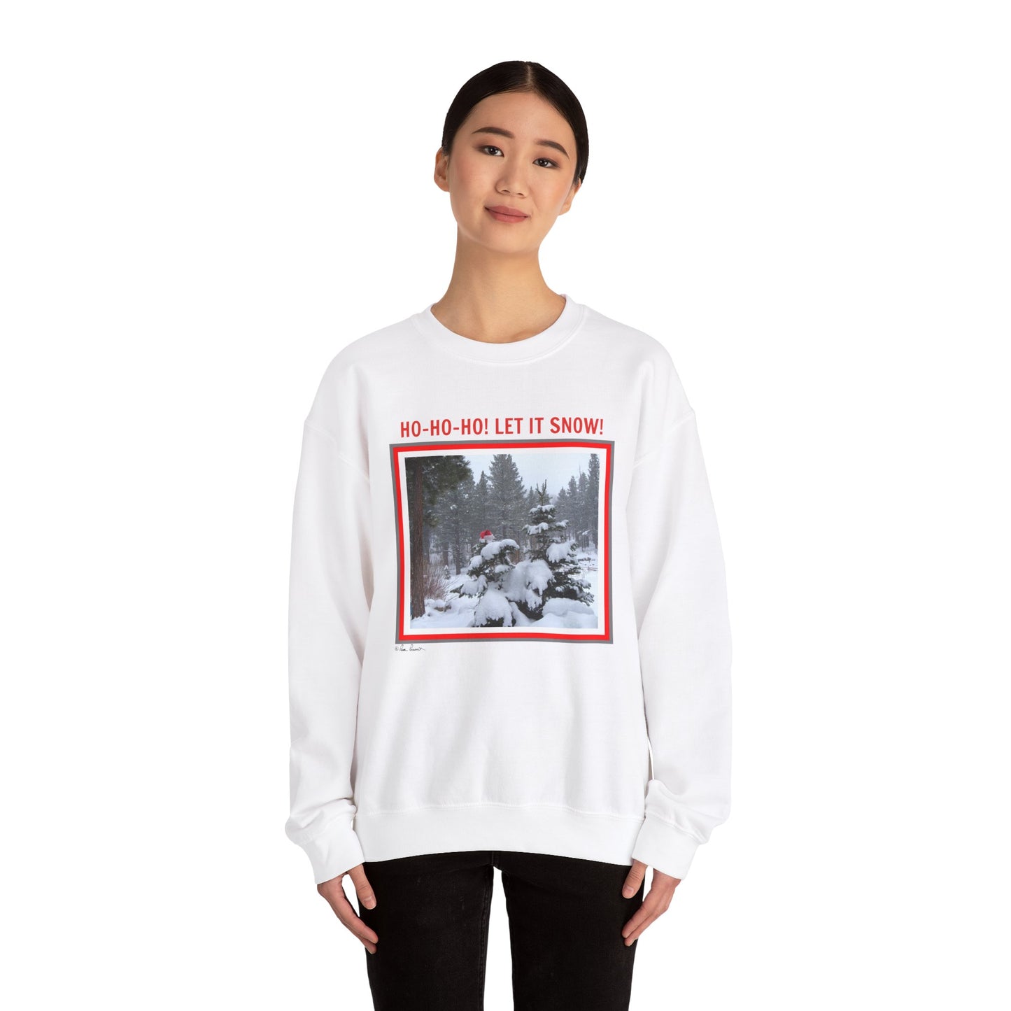 This cozy Unisex Holiday Crewneck Sweatshirt, featuring a snowy forest and "HO-HO-HO! LET IT SNOW!" text, is an essential for the season. Made by Printify, it's perfect for embracing sustainable fashion in style.