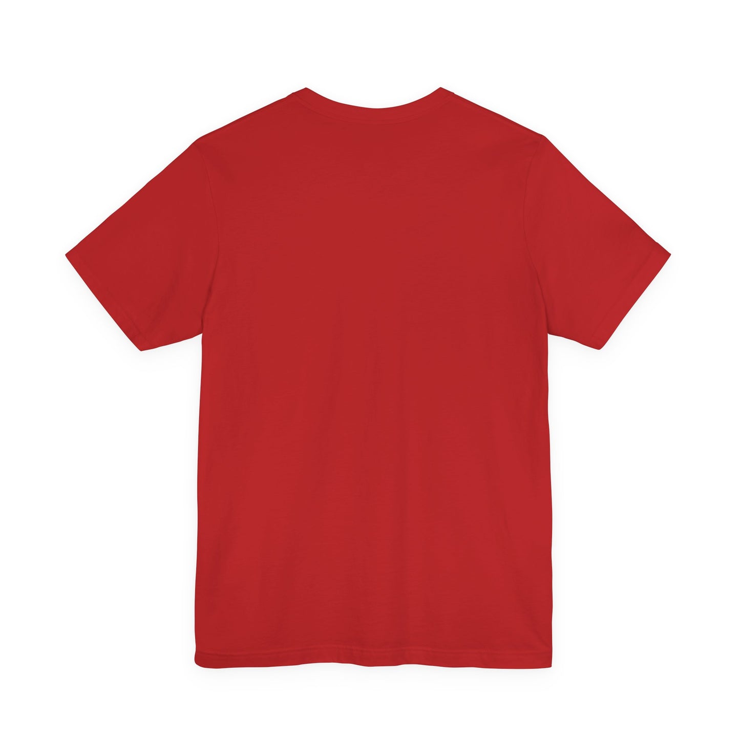 The Courage Is Contagious T-shirt by Printify is a lightweight, plain red, unisex short-sleeve cotton shirt shown from the back against a white background.