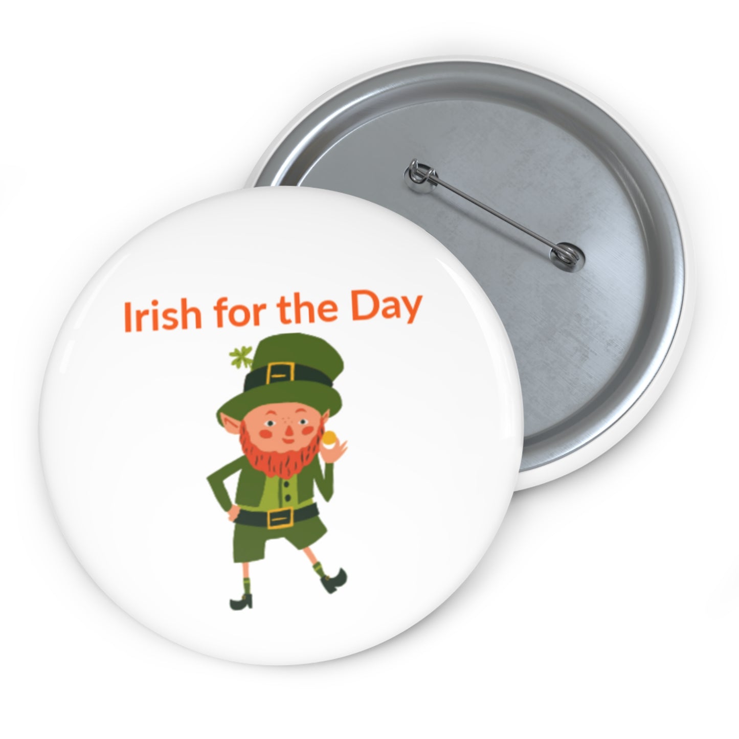Show your festive spirit with the Printify Irish-for-the-Day Pin Button, available in 3 sizes. Featuring a cheerful leprechaun and bold "Irish for the Day" text, it’s the perfect St. Patrick's Day accessory!.