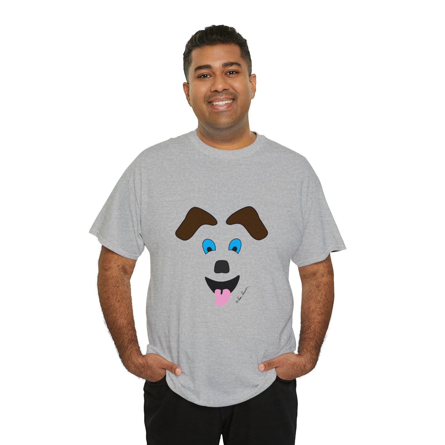 Mock up of a dark-skinned man wearing the Sport Grey shirt