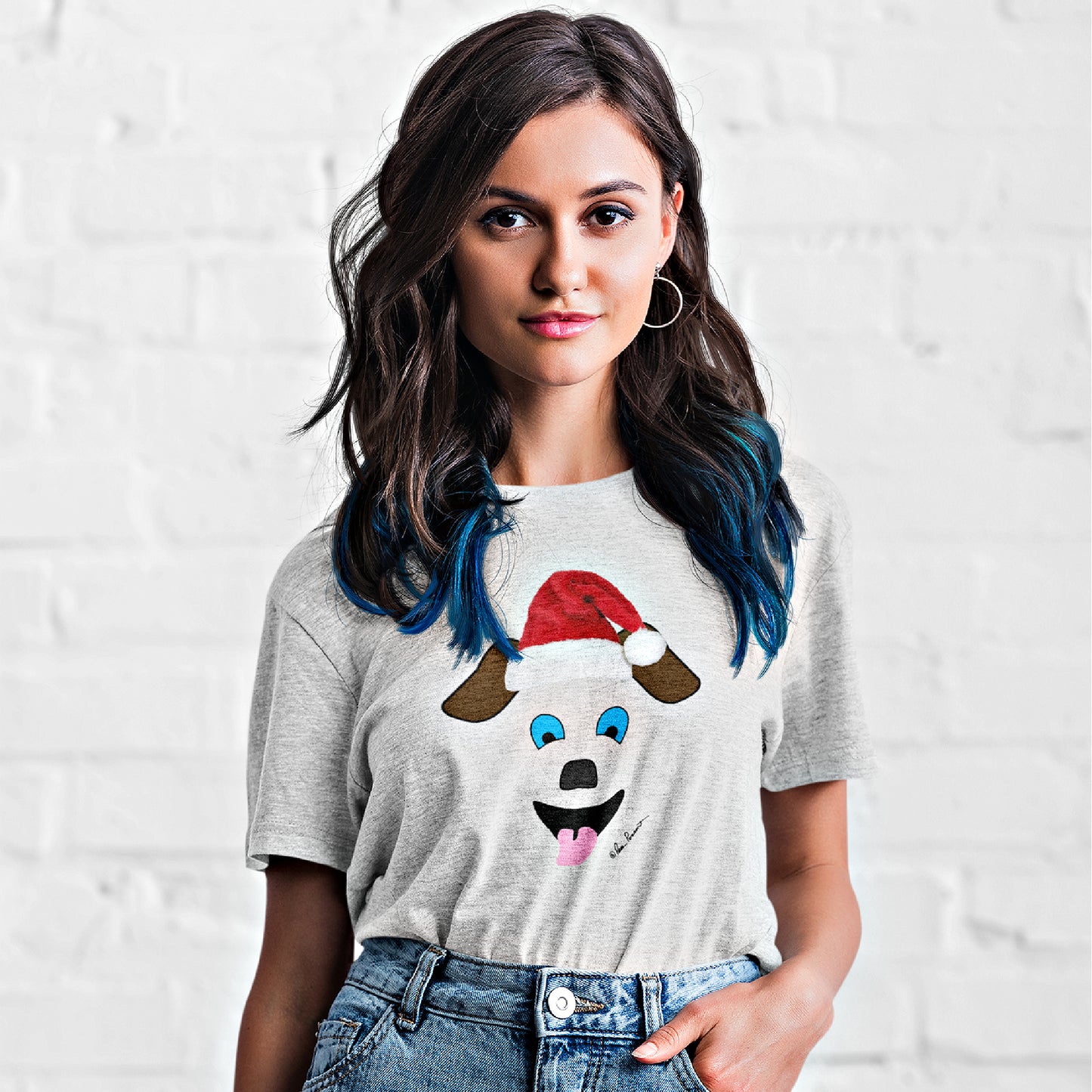 Santa-Dog Unisex T-shirt: 3 colors; Cotton; Gildan brand