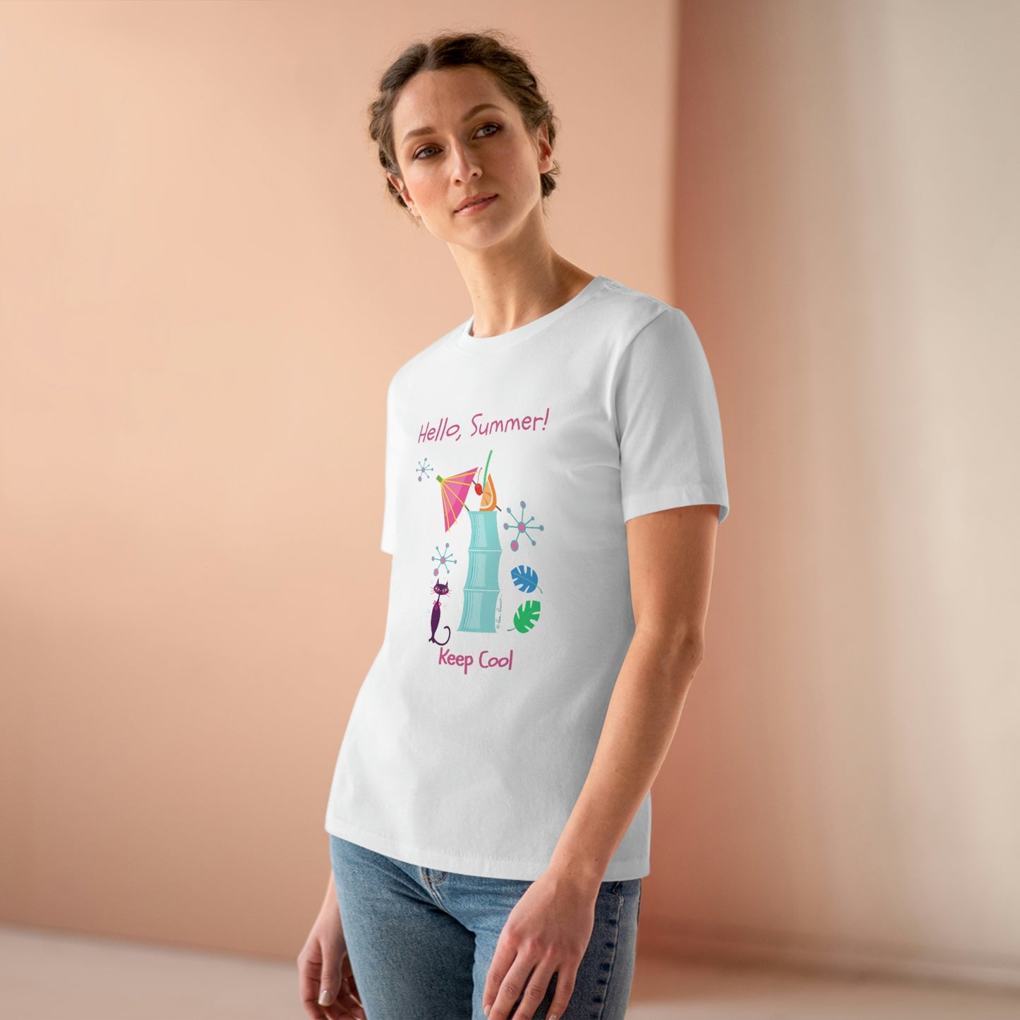 Mock up of a slim woman wearing our t-shirt