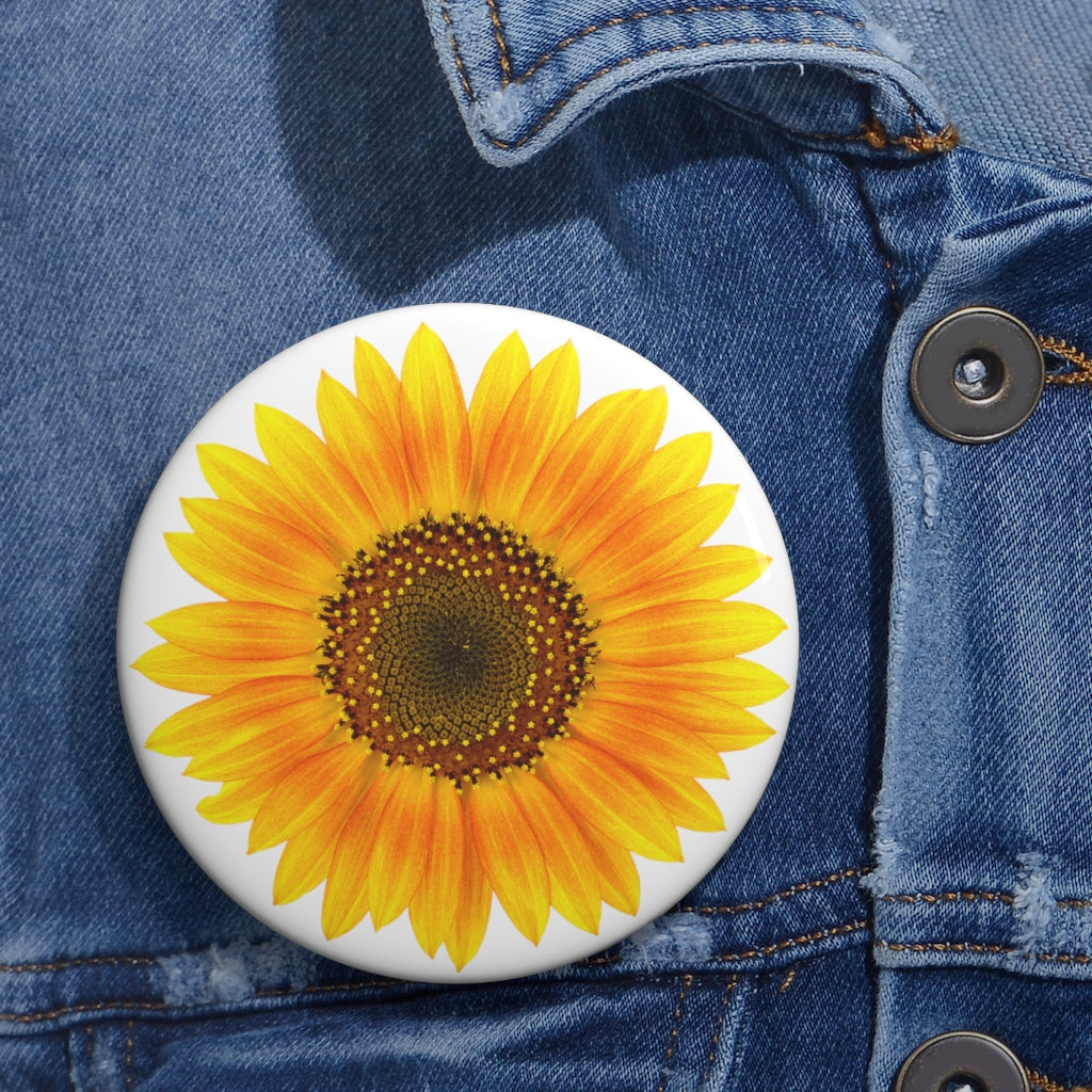 The 3" pin button as seen on a denim shirt