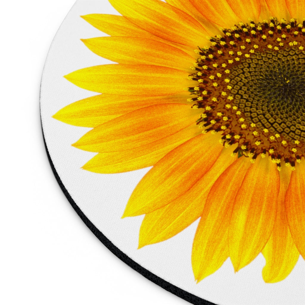 Close up of the edge detail of our Sunflower Mouse Pad