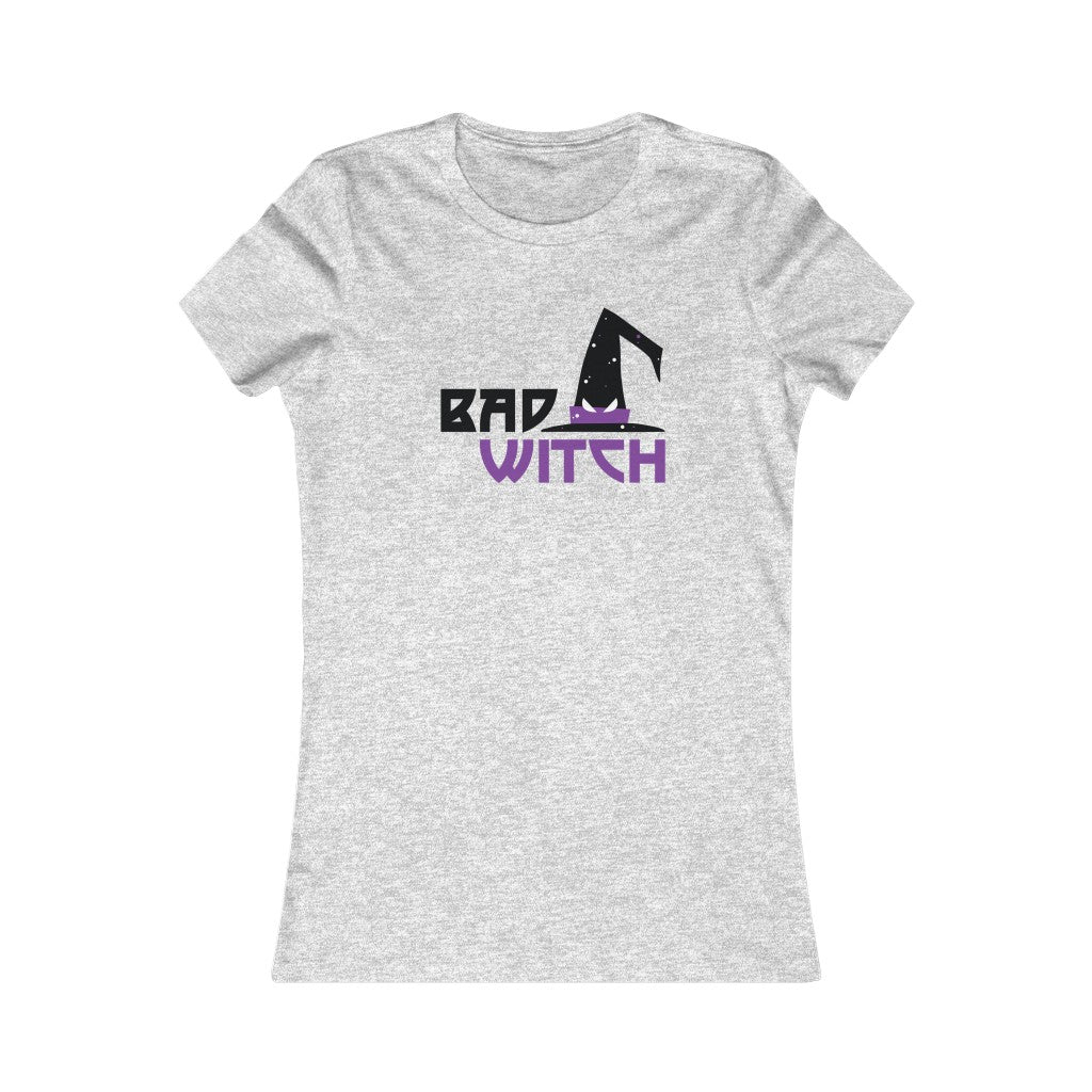Flat photo of the Womens Slim-Fit T-shirt featuring the Bad Witch design