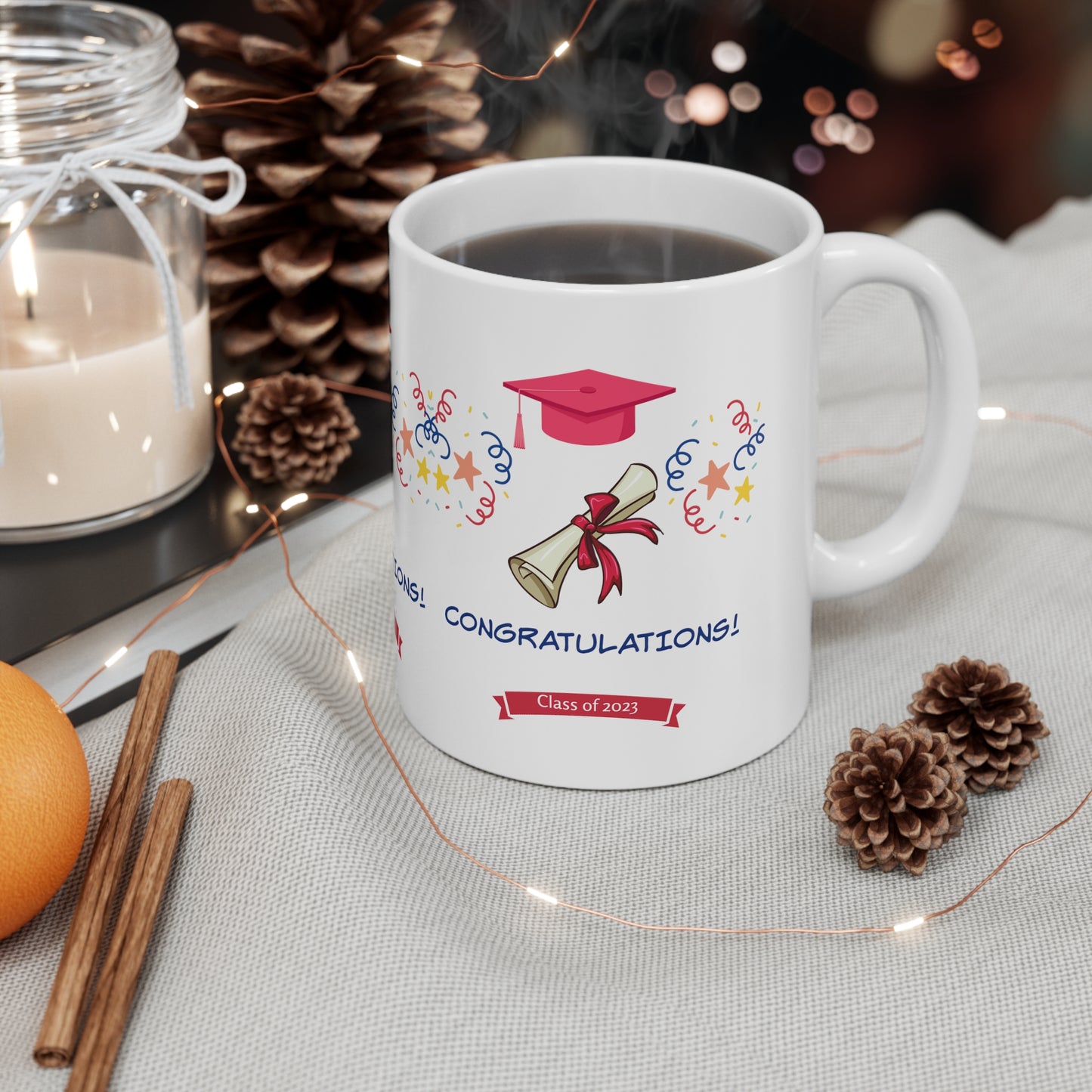 Whimsical Graduation Mug: Ceramic; 11 oz.; Feminine