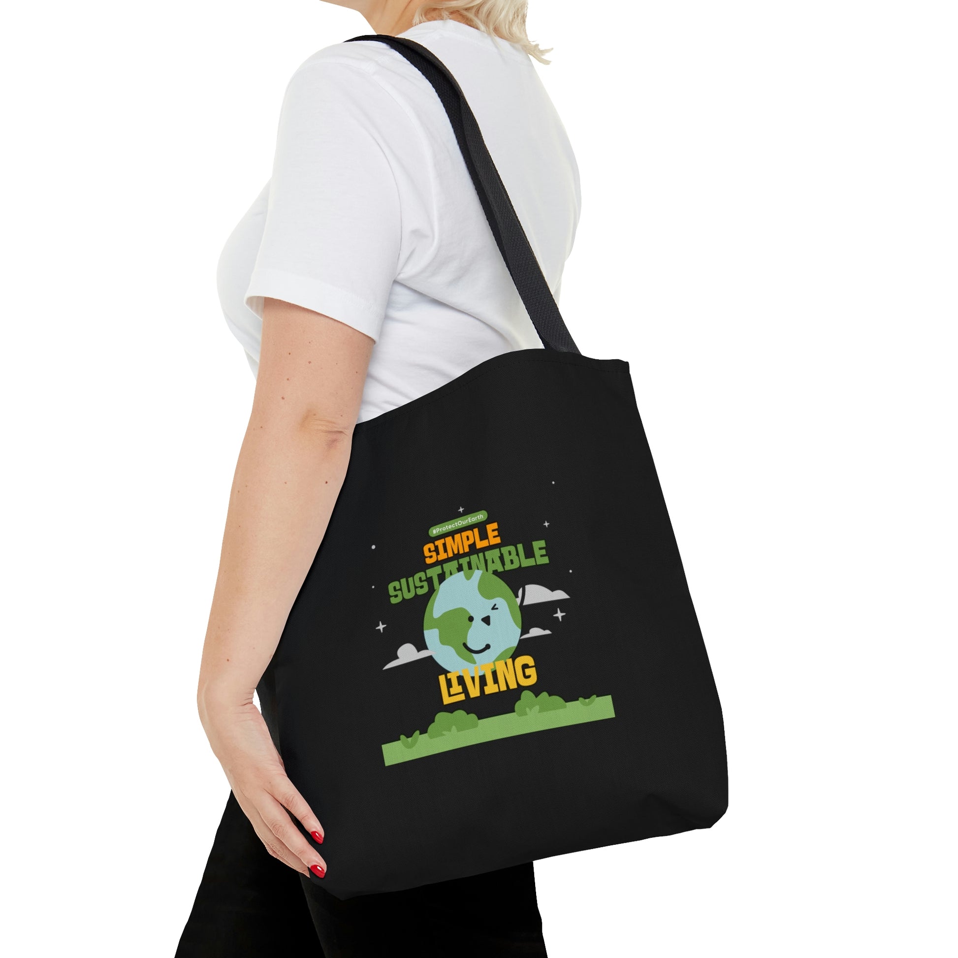 Mock up of a woman carrying the medium tote bag