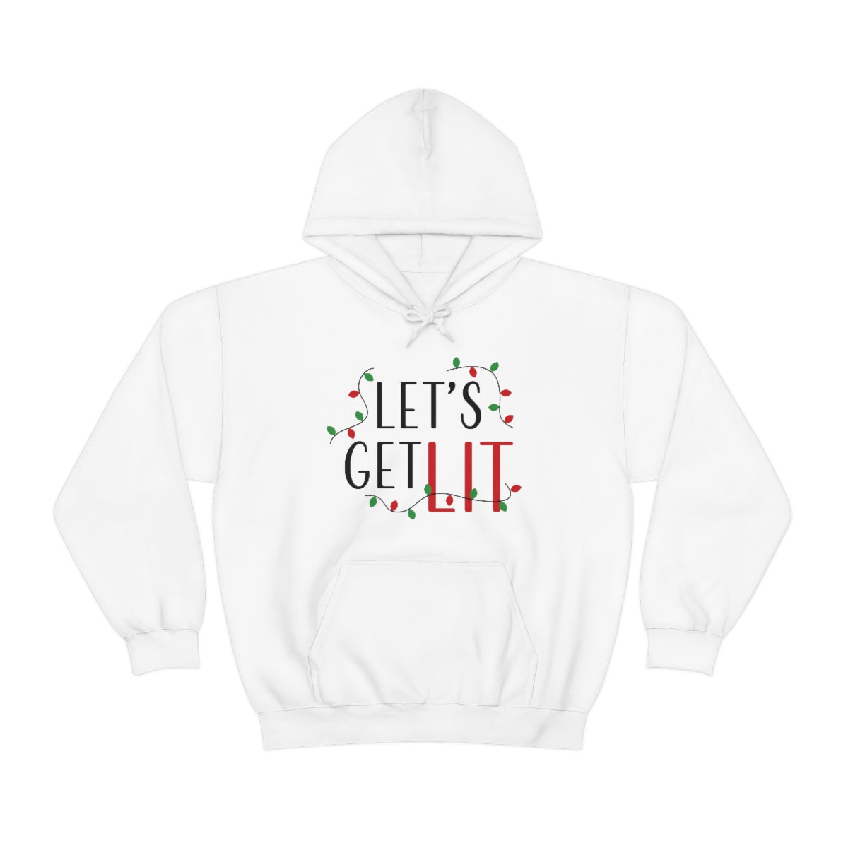 Flat front view of the White hoodie