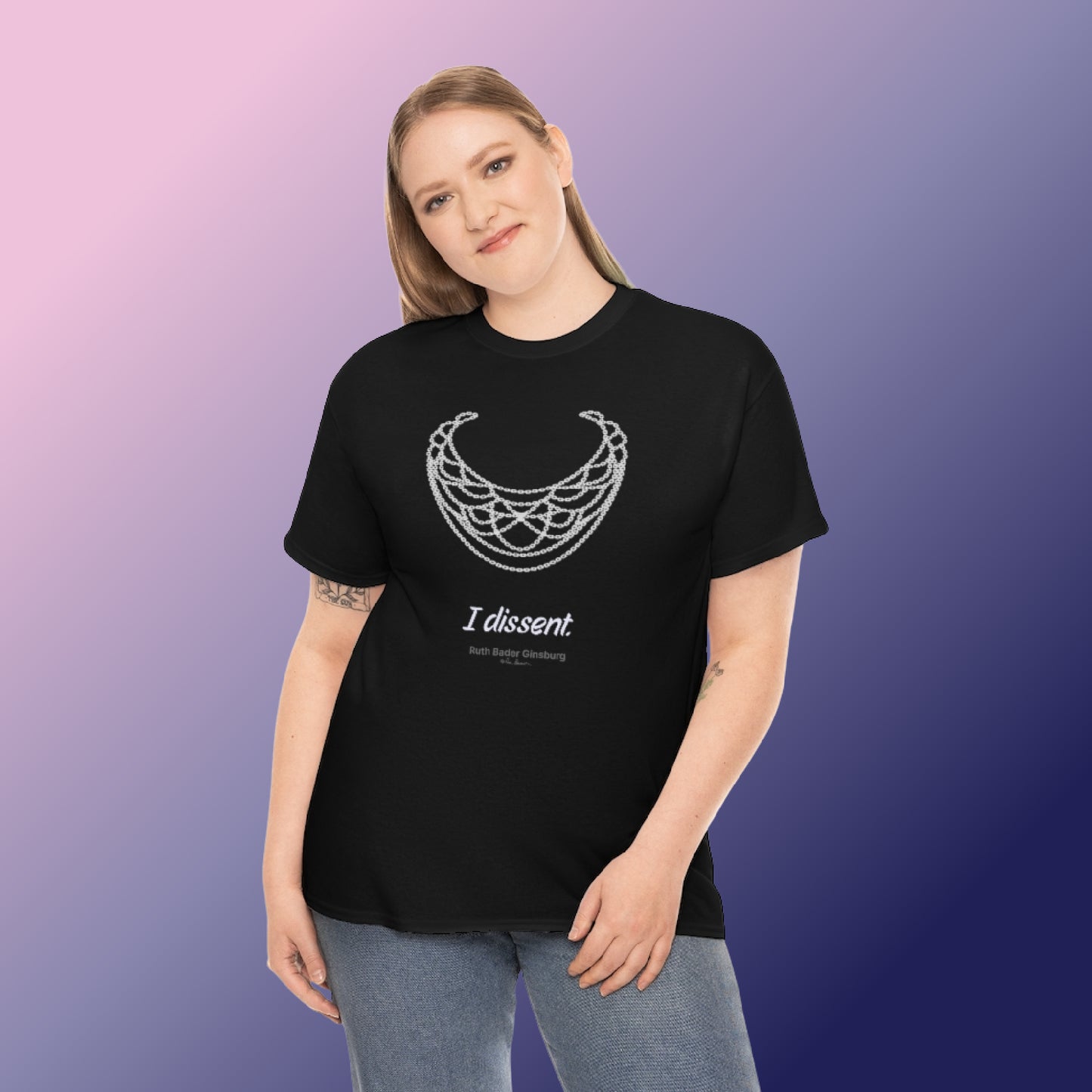Blond-haired woman wearing our black t-shirt