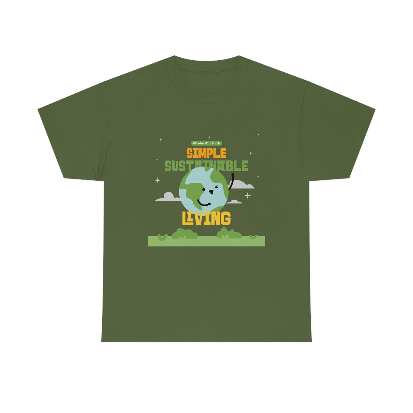 Flat front view of the military green shirt
