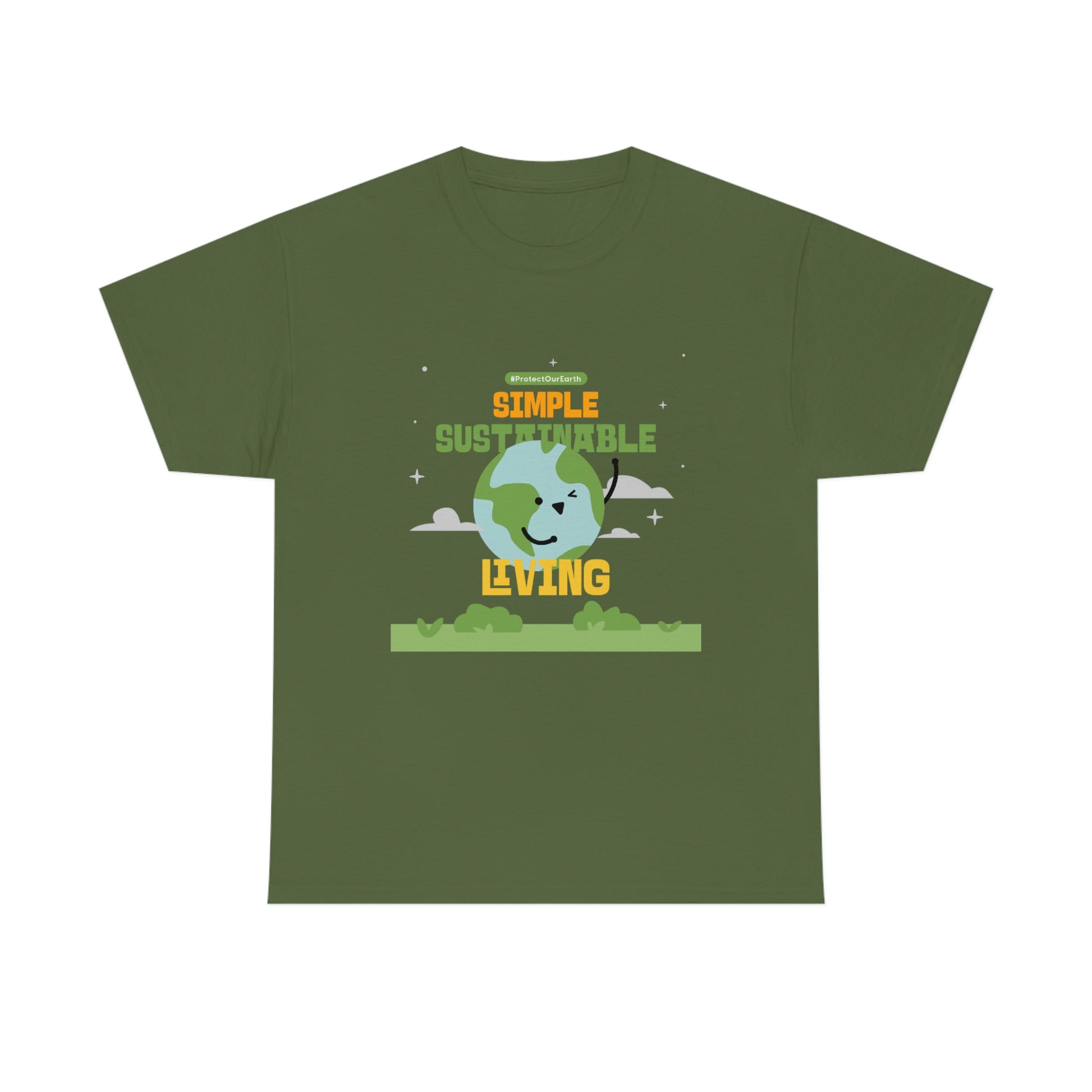 Flat front view of the military green shirt
