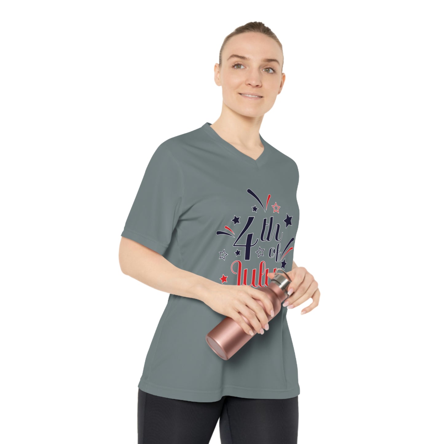 Mock up of the side view of the Grey T-shirt