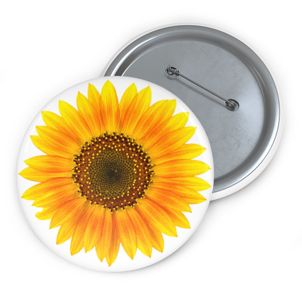 Flat view of the front and back of the 3" pin button