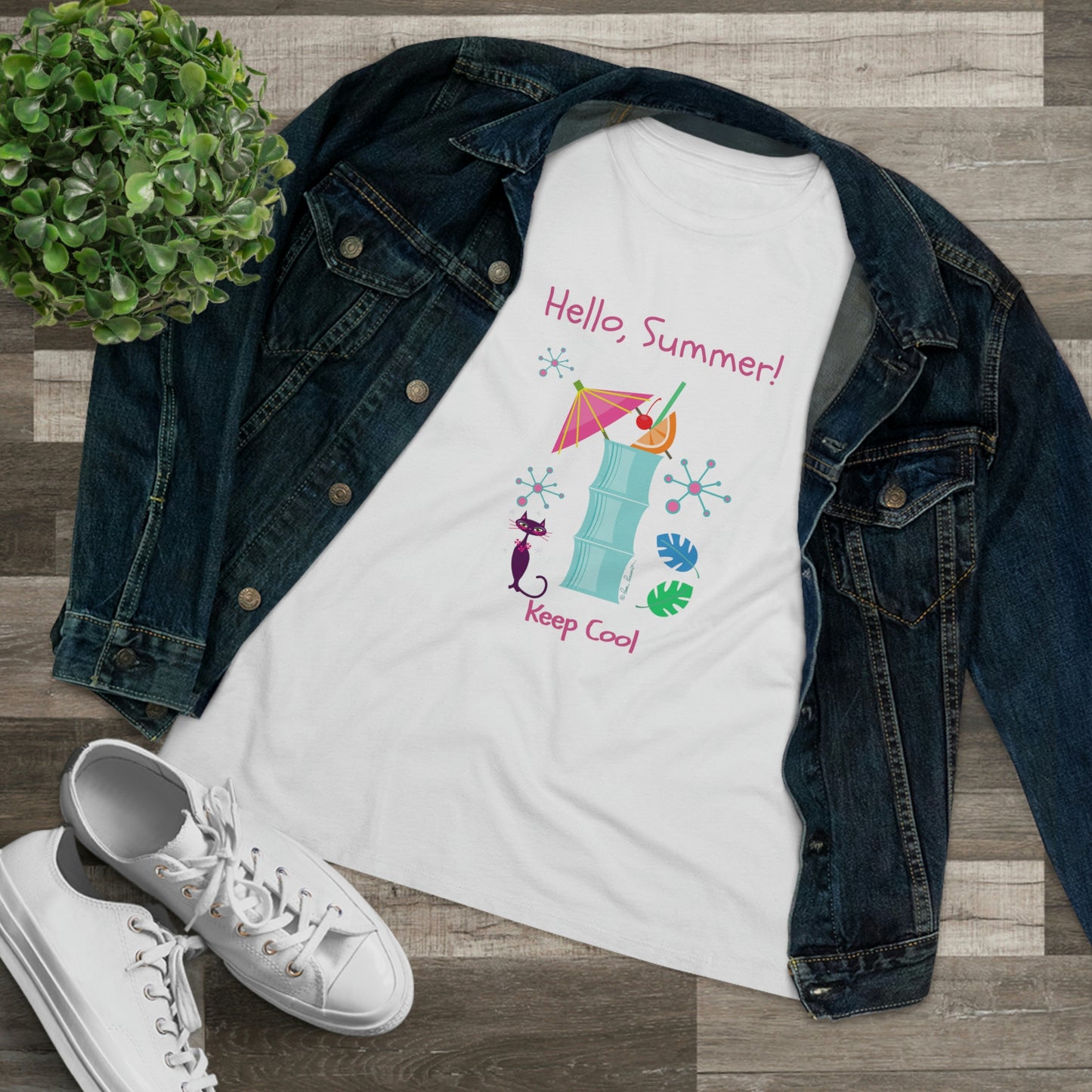 Mock up of the t-shirt under a denim jacket