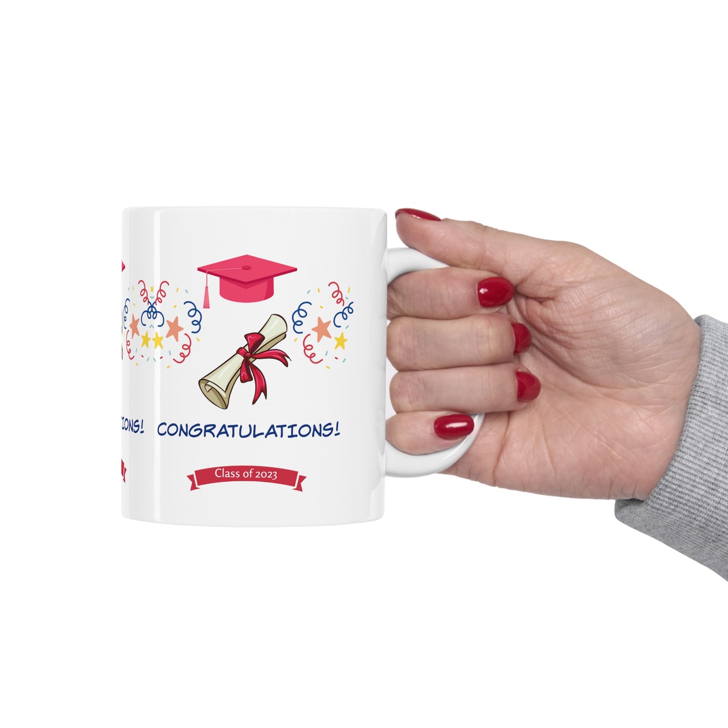 Whimsical Graduation Mug: Ceramic; 11 oz.; Feminine