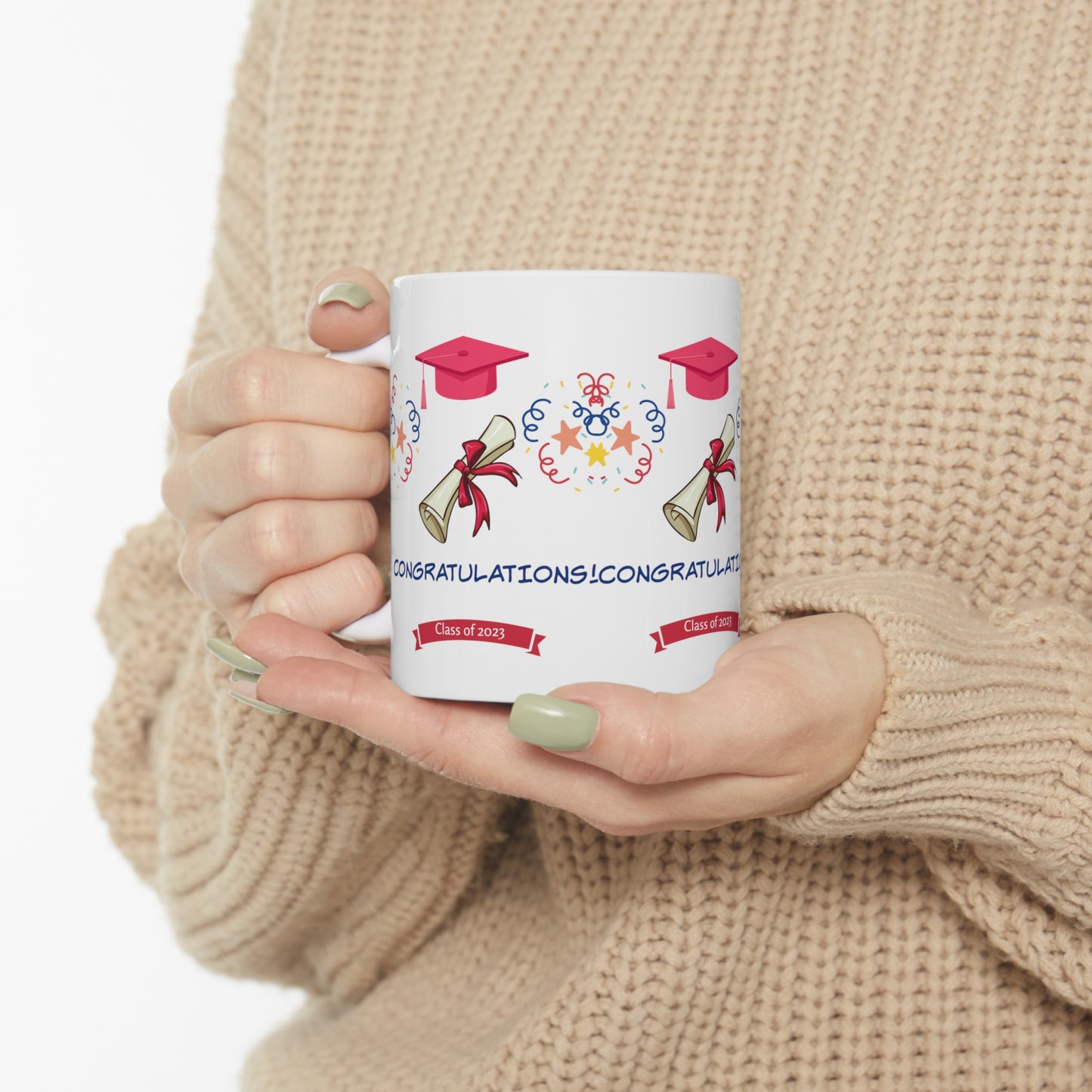 Whimsical Graduation Mug: Ceramic; 11 oz.; Feminine