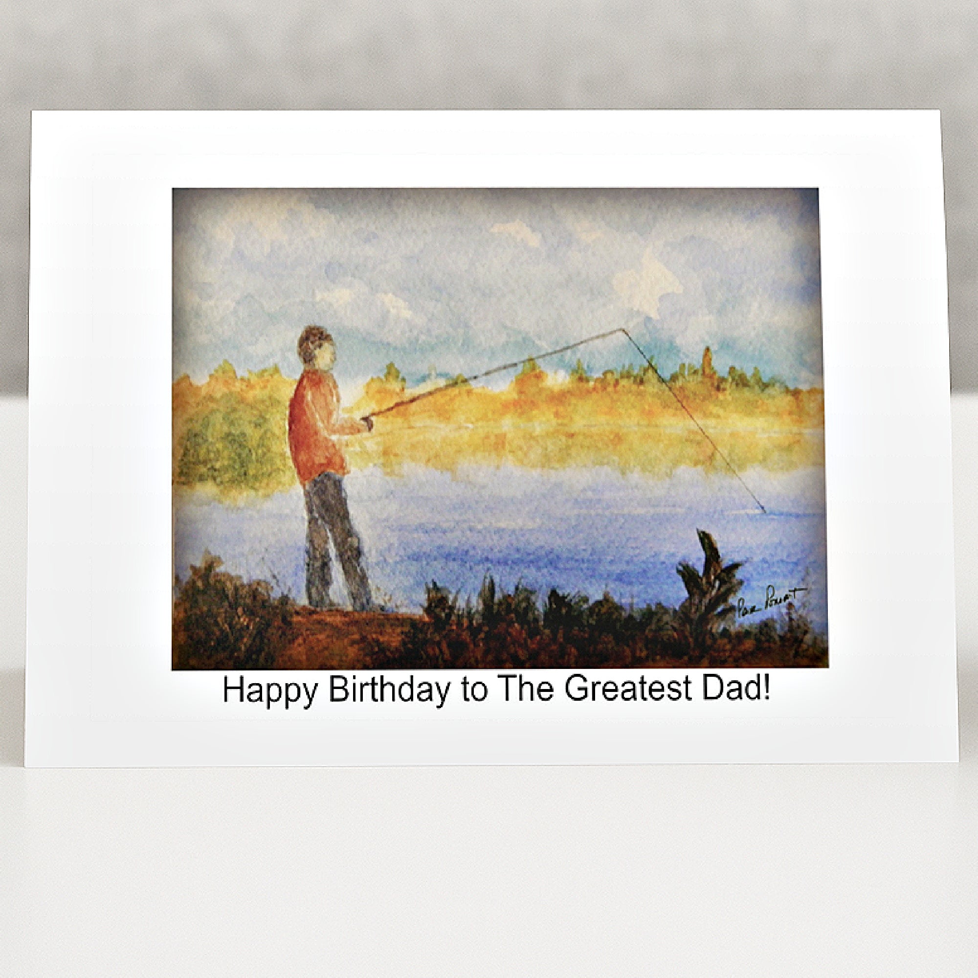 Dad Birthday Card: Blank inside; Handmade; Watercolor print