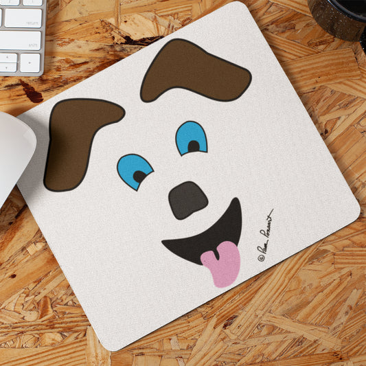 Mock up of our mouse pad on a wooden work surface