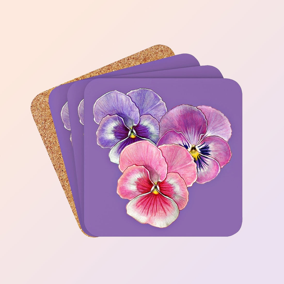 Just added to the store! It's a Pansy Coaster Set